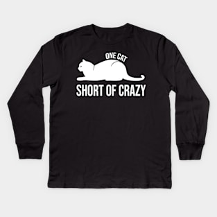 One Cat Short of Crazy Funny Gift For Pet Lover Kids Long Sleeve T-Shirt